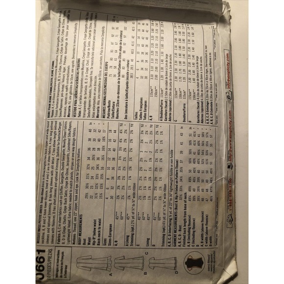 WOMENS SIMPLICITY 0661 PATTERN Semi-fitted DRESS SIZE Size 4,6,8,10 New - Picture 2 of 2